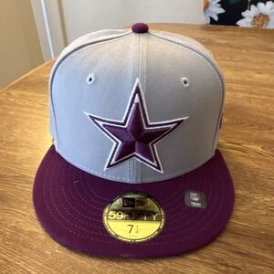 New Era 59FIFTY NFL Dallas Cowboys Hat Gray Purple Size 7 1/4